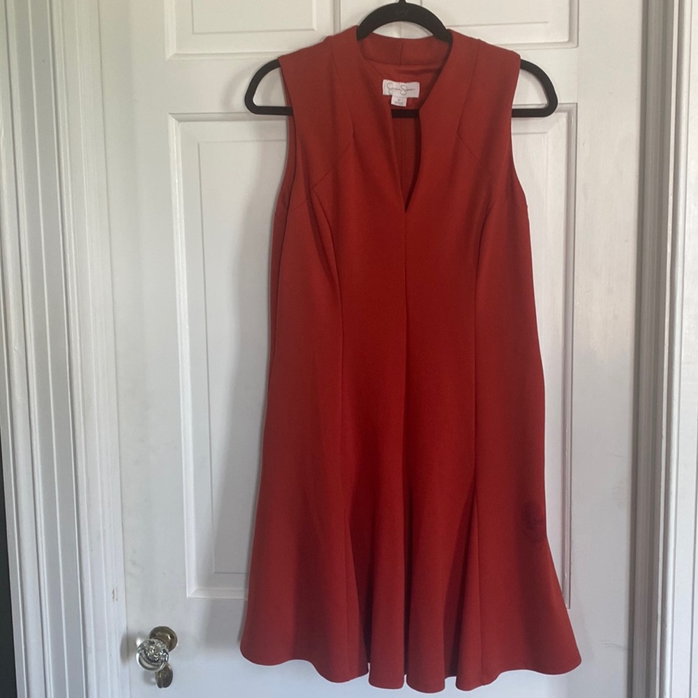 Jessica Simpson sleeveless plunge neckline dress with POCKETS!